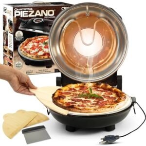 PIEZANO Crispy Crust Pizza Oven by Granitestone – Electric Pizza Oven Indoor, 12 Inch Indoor Pizza Oven Countertop, Pizza Maker Heats up to 800˚F for Stone Baked Pizza at Home As Seen on TV Products