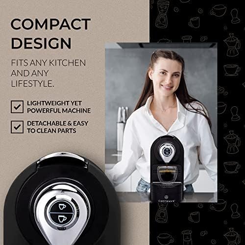 ChefWave Espresso Machine and Coffee Maker (Black) - Compatible with Nespresso Capsules, Programmable, One-Touch, Italian 20 Bar High-Pressure Pump Bundle with Pod Holder and Glasses - Image 4