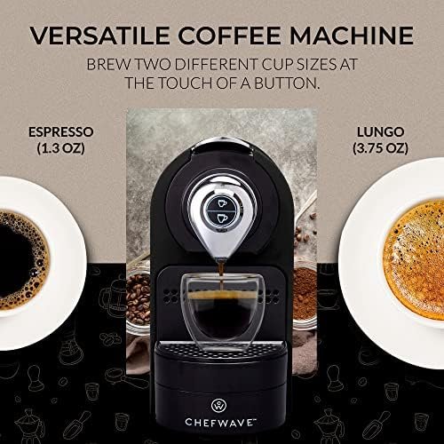 ChefWave Espresso Machine and Coffee Maker (Black) - Compatible with Nespresso Capsules, Programmable, One-Touch, Italian 20 Bar High-Pressure Pump Bundle with Pod Holder and Glasses - Image 3