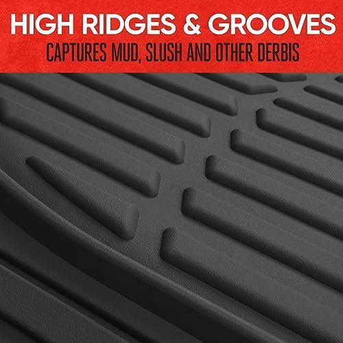 Motor Trend FlexTough Floor Mats for Cars, Deep Dish All-Weather Mats, Waterproof Trim-To Fit Automotive Floor Mats for Cars Trucks SUV, Universal Floor Liner Car Accessories, Black, Full Set - Image 3