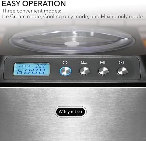 Whynter Ice Cream Maker Machine Automatic 2.1 Qt. upright with Built-in Compressor, LCD Digital Display & Timer, No Pre-Freezing, ICM-201SB, Stainless Steel - Image 3