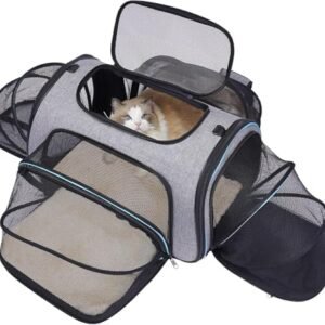 Siivton 4 Way Expandable Pet Carrier, Airline Approved Collapsible Cat Soft-Sided Carriers W/Removable Fleece Pad for Cats, Puppy, Small Dogs (18"x 11"x 11")