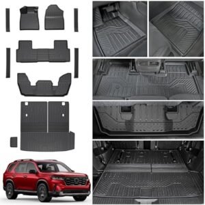 Cargo Mat for 2023-2025 Honda Pilot Floor Mats with Backrest Mat Cargo Liner Replacement for Honda Pilot Accessories Door Sill Protector Trunk Mat