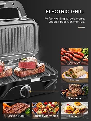 FOHERE Waffle Maker 3 in 1 Sandwich Maker 1200W Panini Press With Removable Plates and 5-gear Temperature Control, Non-stick Coating Easy to Clean,Indicator Lights, Silver/Black - Image 5