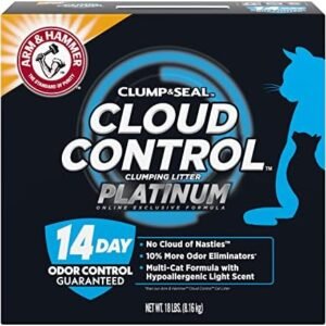 Arm & Hammer Cloud Control Platinum Multi-Cat Clumping Cat Litter with Hypoallergenic Light Scent, 14 Days of Odor Control, 18 lbs, Online Exclusive Formula