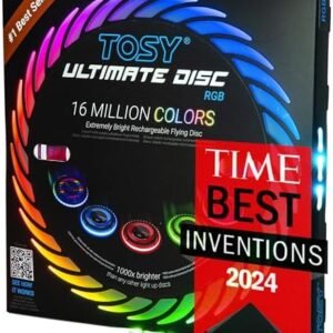 TOSY Flying Disc - 16 Million Color RGB or 36 LEDs, Extremely Bright, Smart Modes, Auto Light Up, Rechargeable, Cool Fun Christmas, Birthday & Camping Gift for Men/Boys/Teens/Kids, 175g Frisbee