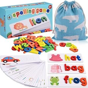 BEESTECH Spelling Matching Letter Games, Educational Learning Toys for Toddlers 2, 3, 4 Years Old, Preschool Learning Toys Activities, Alphabet Montessori Toys for 2,3,4 Year Old Boys, Girls