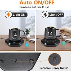 Smart Beverage Heating Plate Candle Wax Cup Warmer Electric Thermostat Coaster for Hot Coffee Milk Tea Water Cocoa Desk Home Office Use (R1 Black)