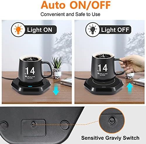 Smart Beverage Heating Plate Candle Wax Cup Warmer Electric Thermostat Coaster for Hot Coffee Milk Tea Water Cocoa Desk Home Office Use (R1 Black) - Image 2