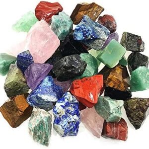 3 LB Bulk Rough Stone Mix - Large 1" Natural Raw Crystals for Tumbling, Cabbing, Polishing, Wire Wrapping