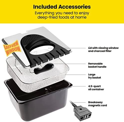 Chefman 4.5 Liter Deep Fryer w/Basket Strainer, XL Jumbo Size, Adjustable Temperature & Timer, Perfect for Fried Chicken, Shrimp, French Fries, Chips & More, Removable Oil-Container, Stainless Steel - Image 6