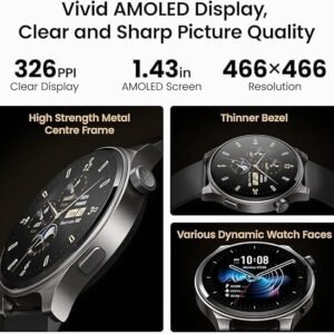 TOZO AMOLED S5 Smart Watch (Answer/Make Calls), 1.43’’ Smart Watches for Men Women 100+ Sport Modes Fitness Watch with Blood Oxygen/Sleep/Heart Rate Monitor, IP68 Waterproof Smartwatch