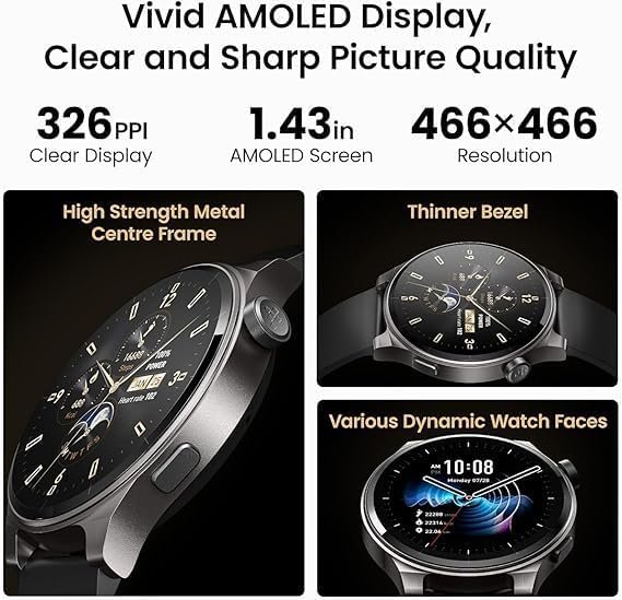 TOZO AMOLED S5 Smart Watch (Answer/Make Calls), 1.43’’ Smart Watches for Men Women 100+ Sport Modes Fitness Watch with Blood Oxygen/Sleep/Heart Rate Monitor, IP68 Waterproof Smartwatch - Image 2