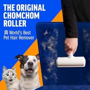 Chom Chom Roller Pet Hair Remover and Reusable Lint Roller – ChomChom Cat and Dog Hair Remover for Furniture, Couch, Carpet, Clothing and Bedding – Portable, Multi-Surface Fur Removal Tool