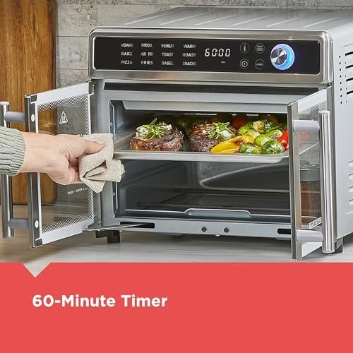 BLACK+DECKER Crisp 'N Bake Air Fryer Toaster Oven Combo, 12 in 1 Countertop Convection Oven Cooks Food Fast, Fits a Whole Pizza or 6 Toast Slices, French Doors with Stainless Steel Finish - Image 8