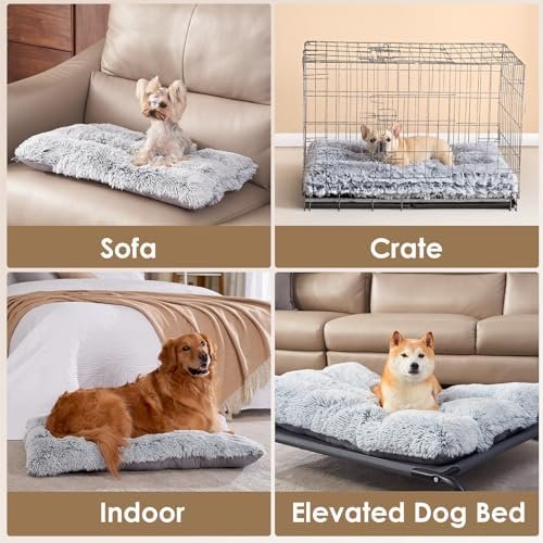 EHEYCIGA Fluffy Dog Crate Bed for Medium Dogs, Plush Faux Fur Dog Crate Pad, Calming Anti Anxiety Medium Dog Bed for Crate, Washable Soft Warm Dog Crate Mat with Non-Slip Bottom - Image 6