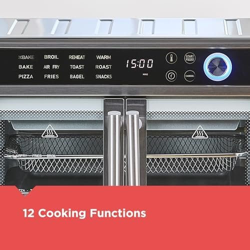 BLACK+DECKER Crisp 'N Bake Air Fryer Toaster Oven Combo, 12 in 1 Countertop Convection Oven Cooks Food Fast, Fits a Whole Pizza or 6 Toast Slices, French Doors with Stainless Steel Finish - Image 6