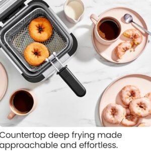 Chefman Fry Guy, The Most Compact & Convenient To Deep Fry Comfort Food, Restaurant-Style Basket With A 1.6-Quart Capacity, Easy-View Window & Adjustable Temp Control, Stainless – 1.5 Liter