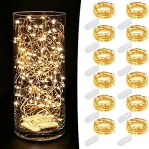 MUMUXI LED Fairy Lights Battery Operated String Lights [12 Pack] 7.2ft 20 Battery Powered LED Mini Lights, Centerpiece Table Decorations, Wedding Party Bedroom Mason Jar Christmas, Warm White
