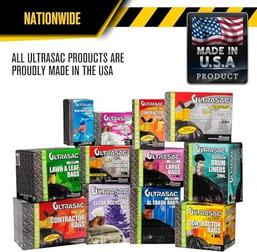 Ultrasac Heavy Duty Contractor Bags (VALUE 50 PACK/w TIES), 42 Gallon, 32.75" X 47" - 3 MIL Thick Large Black Industrial Garbage Trashbags for Construction and Commercial use - Image 6