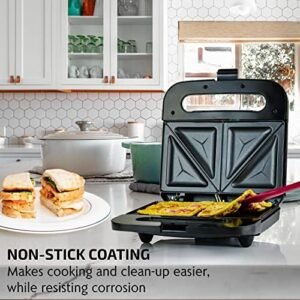 OVENTE Electric Sandwich Maker with Non-Stick Plates, Indicator Lights, Cool Touch Handle, Easy to Clean and Store, Perfect for Cooking Breakfast, Grilled Cheese, Tuna Melts and Snacks, Black GPS401B