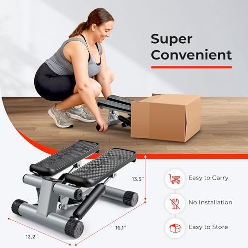 Sunny Health & Fitness Mini Steppers for Exercise at Home, Stair Step Workout Machine with Optional Resistance Bands, Full Body Cardio Equipment, Optional Free SunnyFit App Connection Smart Stepper - Image 5