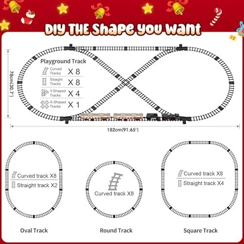 Hot Bee Train Set, Christmas Tree Train Toys with Luxury Tracks & Glowing Passenger Cars, Metal Toy Train with Smoke, Sound and Light, Toddler Model Train Set for 3 4 5 6 7+ Years Old Boys Gifts Kids - Image 6