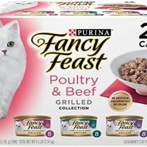 Purina Fancy Feast Grilled Wet Cat Food Poultry and Beef Collection Wet Cat Food Variety Pack - (Pack of 24) 3 oz. Cans