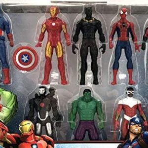 Marvel Avengers Action Figures – Iron Man, Hulk, Black Panther, Captain America, Spider Man, Ant Man, War Machine & Falcon! (8)