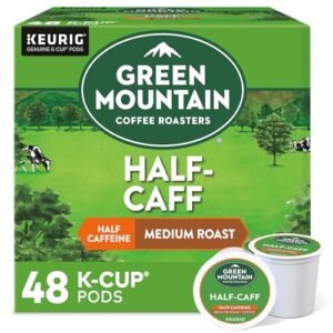 Green Mountain Coffee Roasters Half Caff, Single-Serve Keurig K-Cup Pods, Medium Roast Coffee Pods, 48 Count