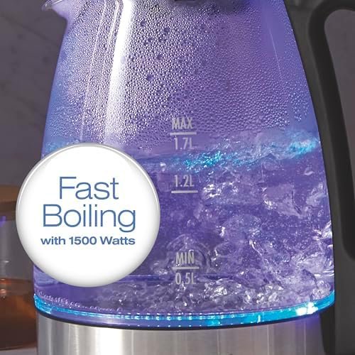 Hamilton Beach 1.7L Electric Kettle, Water Boiler & Heater, LED Indicator, Built-In Mesh Filter, Auto-Shutoff & Boil-Dry Protection, Cordless Serving, Clear Glass (40864) - Image 2