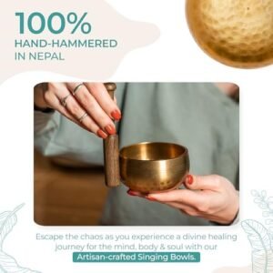 Ohm Store Tibetan Singing Bowl Set — Meditation Sound Bowl Handcrafted in Nepal for Yoga, Chakra Healing, Mindfulness, and Stress Relief — Unique Spiritual Gifts for Women and Men