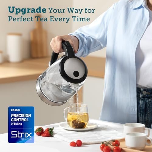 COSORI Electric Kettle, No Plastic Contact with Water, 1.7L/1500W, Stainless Steel Inner Lid & Filter, Tea Kettle For Coffee & Tea, Hot Water Kettle Teapot Boiler & Heater, Automatic Shut Off, Black - Image 2