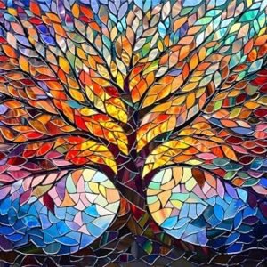 PICKFORU Stained Glass Puzzle Tree of Life Puzzles for Adults 1000 Pieces, Impossible Hard Difficult Challenging Puzzles for Adults, Colorful Mosaic Tree of Life Jigsaw Puzzle 1000 Pieces