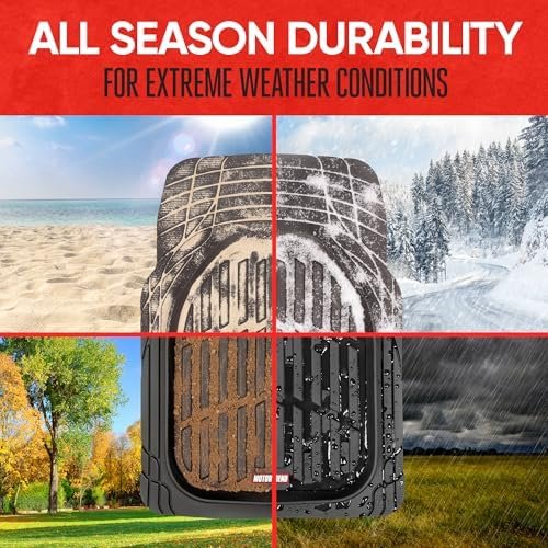 Motor Trend FlexTough Floor Mats for Cars, Deep Dish All-Weather Mats, Waterproof Trim-To Fit Automotive Floor Mats for Cars Trucks SUV, Universal Floor Liner Car Accessories, Black, Full Set - Image 4