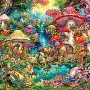 Buffalo Games - Aimee Stewart - Merry Mushroom Village Picnic - 1000 Piece Jigsaw Puzzle for Adults Challenging Puzzle Perfect for Game Nights - Finished Puzzle Size is 26.75 x 19.75