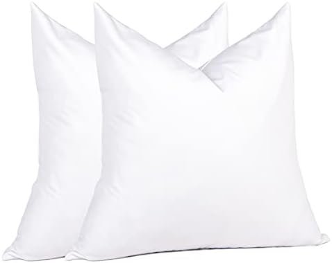 puredown® 18 x 18 Decorative Feather Down Throw Pillow Inserts (Set of 2, White) for Sofa, Couch, Bed, Machine Washable