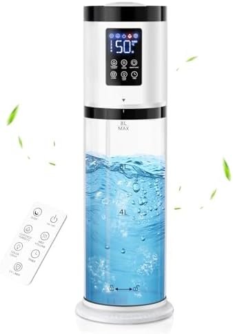 Humidifiers for Bedroom Large Room, 8L Large Capacity Cool Mist Humidifier, Air Humidifiers for Home, Smart Humidity Setting, Easy Top Fill, Sleep Mode, Essential Oil Box & Ambient Light, Auto Shutoff