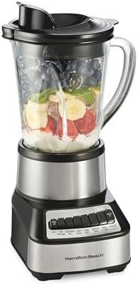 Hamilton Beach Wave Crusher Blender For Shakes and Smoothies With 40 Oz Glass Jar and 14 Functions, Ice Sabre Blades & 700 Watts for Consistently Smooth Results, Black + Stainless Steel (54221)