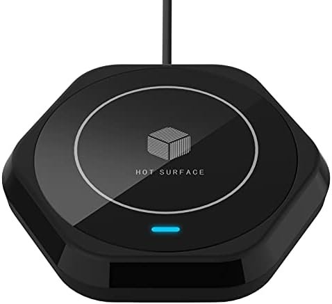 Smart Beverage Heating Plate Candle Wax Cup Warmer Electric Thermostat Coaster for Hot Coffee Milk Tea Water Cocoa Desk Home Office Use (R1 Black)