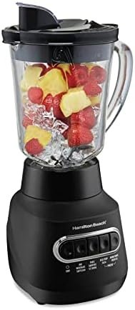 Hamilton Beach 58175 Wave Action Blender for Shakes and Smoothies, Stainless Steel Ice Sabre Blades, 800 Watts, Quiet Design, 40 oz Glass Jar, Black