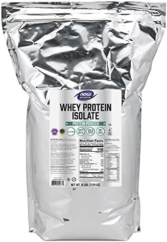 NOW Foods Sports Nutrition, Whey Protein Isolate, 25 g With BCAAs, Unflavored Powder, 10-Pound