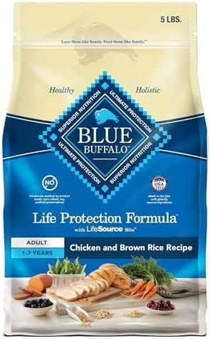 Blue Buffalo Life Protection Formula Adult Dry Dog Food, Helps Build and Maintain Strong Muscles, Made with Natural Ingredients, Chicken & Brown Rice Recipe, 5-lb. Bag