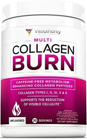 Hydrolyzed Collagen Powder for Weight Loss – Collagen Burn Ultimate Beauty Complex Multi Collagen Peptides Powder for Women with Types I II III V and X for Fat Burning Support – Unflavored