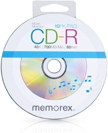 Memorex 99055 40x 700MB 80 Min Music CD-R Discs, 10 Pack