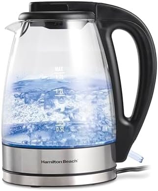 Hamilton Beach 1.7L Electric Kettle, Water Boiler & Heater, LED Indicator, Built-In Mesh Filter, Auto-Shutoff & Boil-Dry Protection, Cordless Serving, Clear Glass (40864)