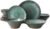 Gibson Elite Green Lantern Service for 4 (16 Piece) Double Bowl Dinnerware Set, Teal, Soft Gray, Dinnerware Set