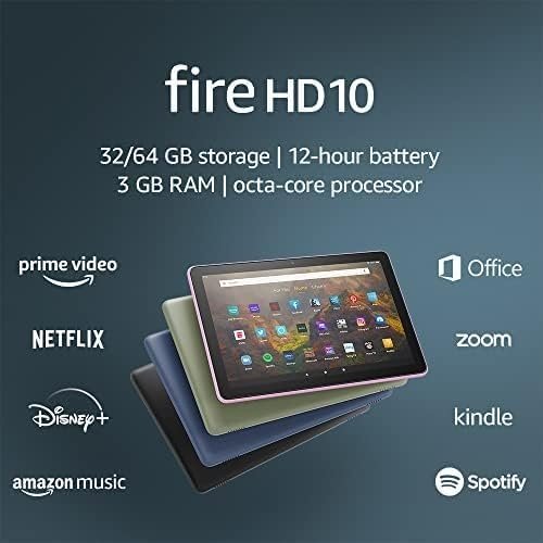 Amazon Fire HD 10 tablet, 10.1″, 1080p Full HD, 32 GB, (2021 release), Black