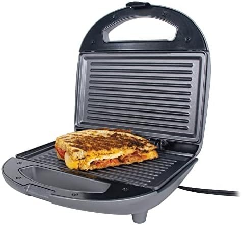 VETTA 760-Watt Nonstick Panini Press, Sandwich Maker, Automatic Temperature Control, Nonstick Coating, Nonslide Feet, Indoor Large Versatile Grill, 28.5 in. Wrappable Power Cord, Slate Gray