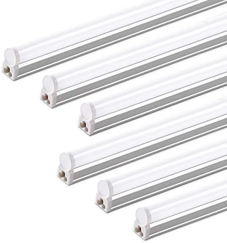 Barrina (6 Pack) LED T5 Integrated Single Fixture, 4FT, 2200lm, 6500K Super Bright White, 20W Utility LED Shop Light, Ceiling and Under Cabinet Light, Corded Electric with ON/Off Switch, ETL Listed